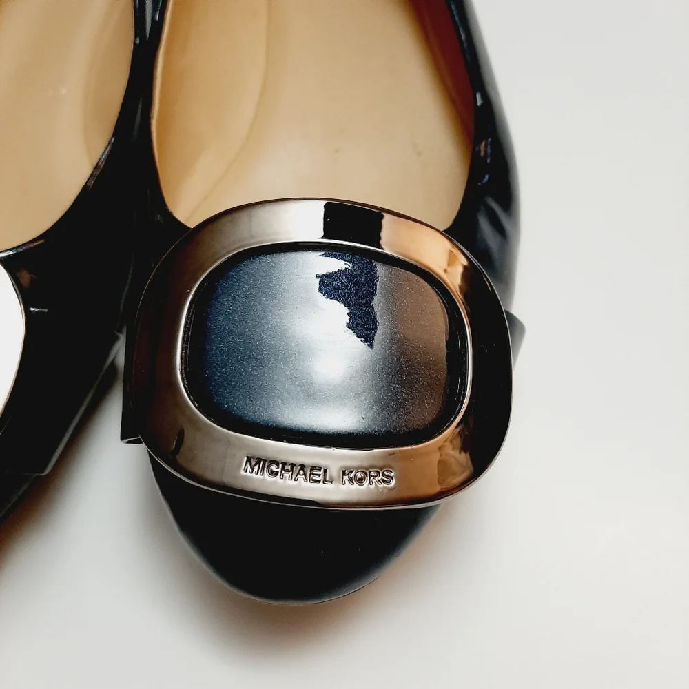 MICHAEL Michael Kors Pauline Patent Genuine Leather Ballet Flats Shoes Teal Sz 7 - Picture 7 of 16